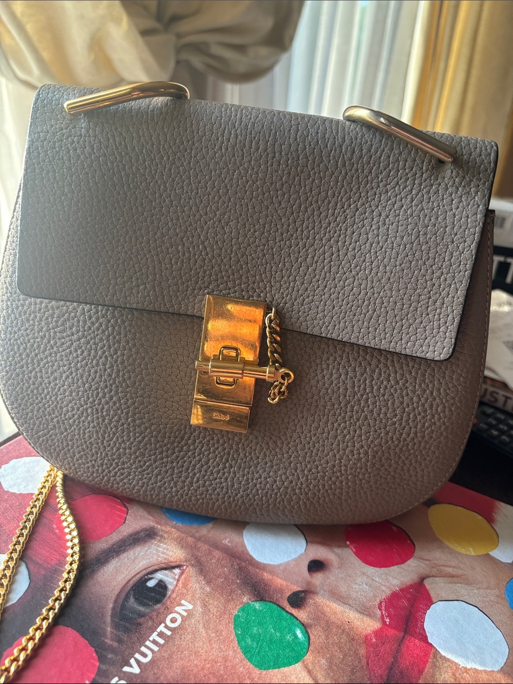 Pre loved Chloe Pebbled leather Chain shoulder bag